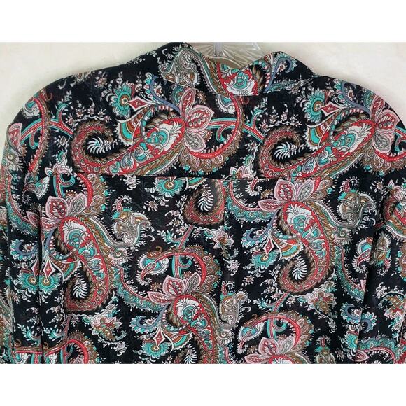 Vtg LIP SERVICE Los ANGELES Sheer Paisley Print Blouse Top Y2K Long Sleeve Large - Picture 8 of 10